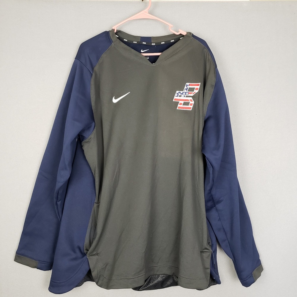 Nike Men's XXL The Bat Company Softball Pullover Gray‎ Blue Long Sleeve Athletic